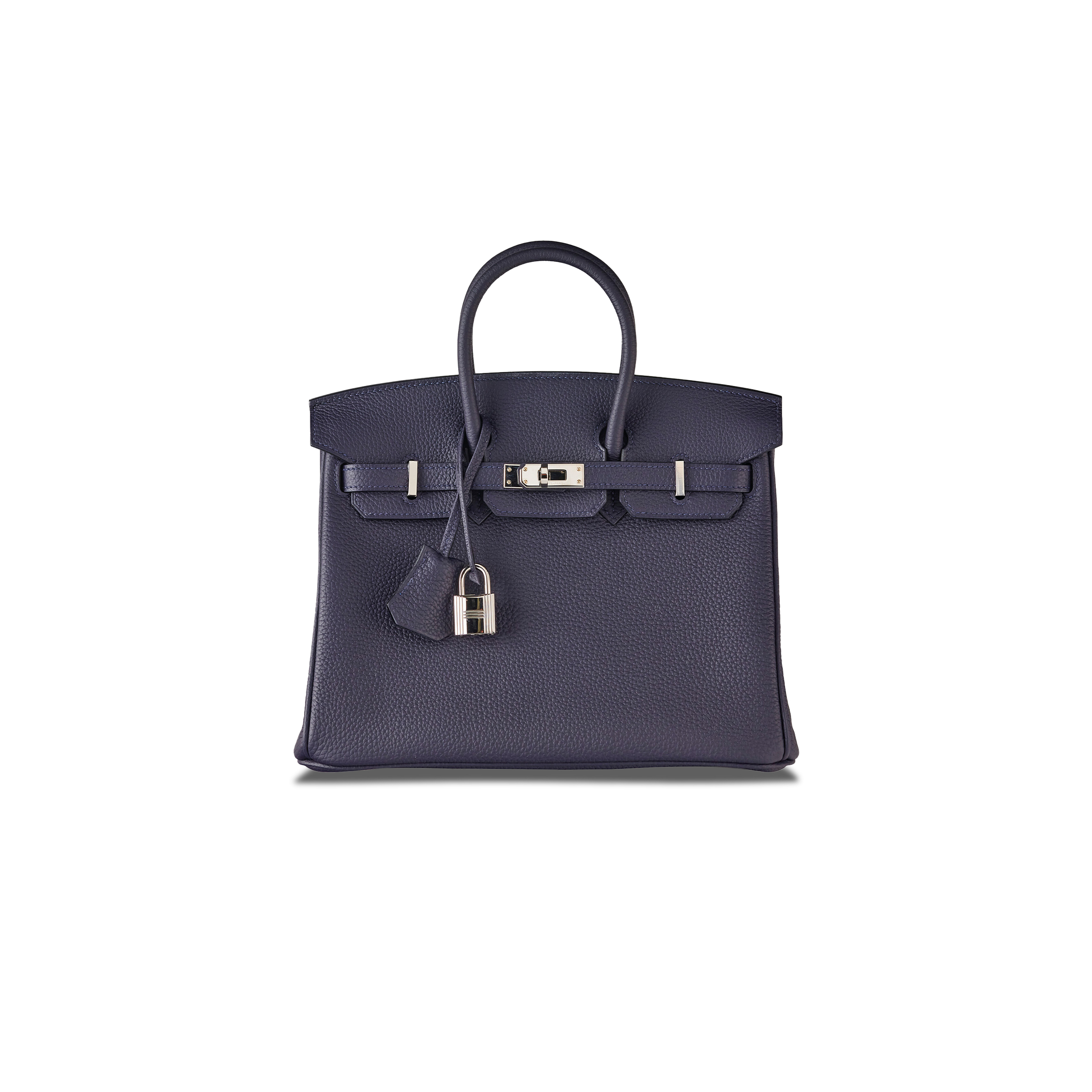 HERMES MASTER BIRKIN 30 TOGO LEATHER MIDNIGHT BLUE POPPY ORANGE SILVER BUCKLE BAG 454074 (30*23*15cm)